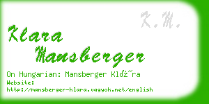 klara mansberger business card